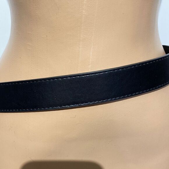 Beverly Hills Polo Club Women's Black Leather Silver Prong Buckle Belt OS - Picture 3 of 11